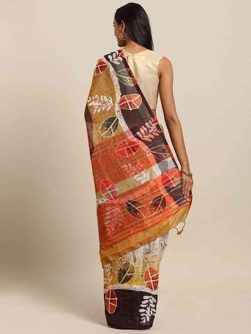 Exclusive Khadi Off White Colour Abstract Print Saree