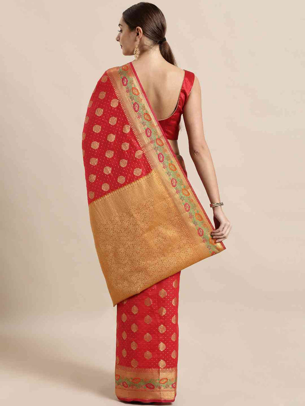 Banarasi Red Colour Woven Design Saree
