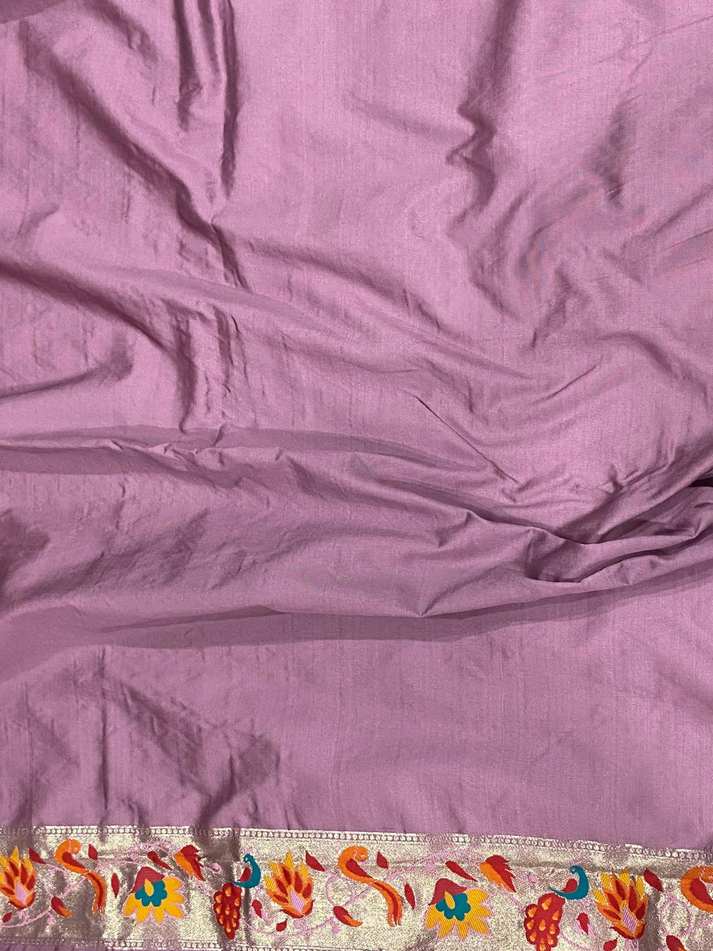 Light Wine Silk Blend Woven Zari Work Paithani Saree