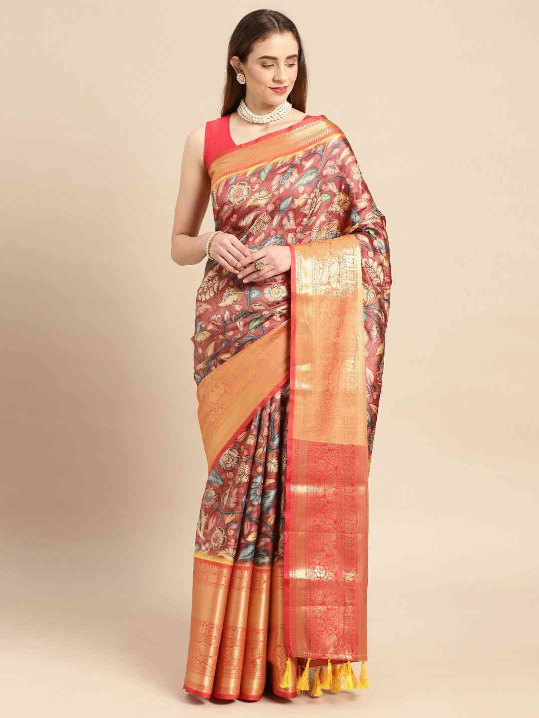 Kalamkari Pattu Banarasi Silk Saree