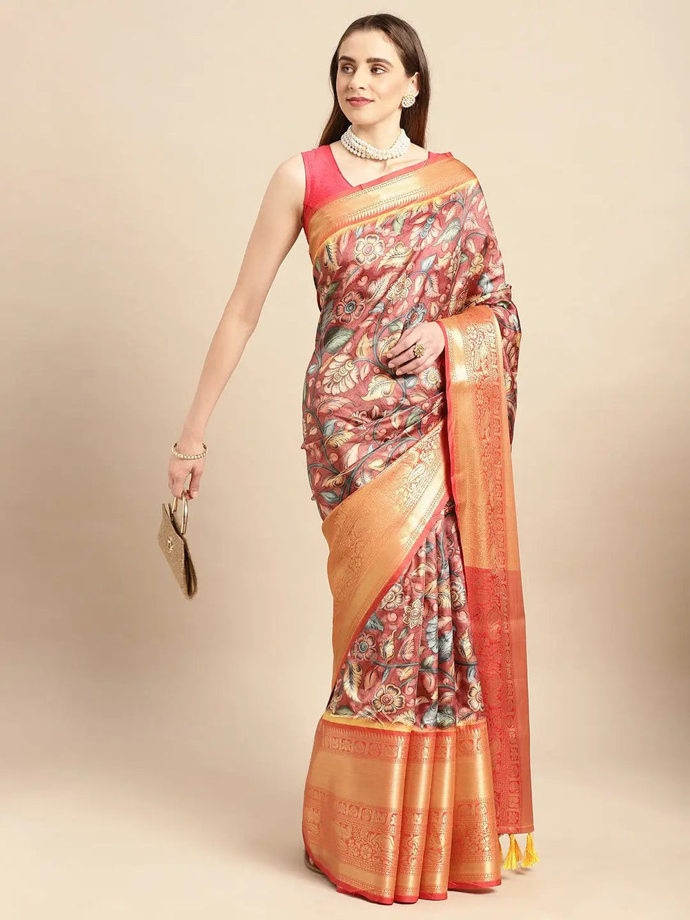 Kalamkari Pattu Banarasi Silk Saree