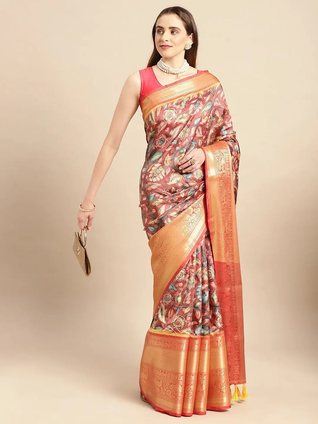 Kalamkari Pattu Banarasi Silk Saree