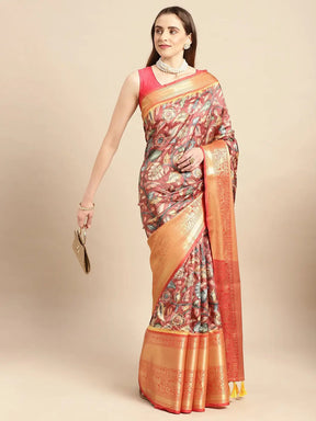 Kalamkari Pattu Banarasi Silk Saree