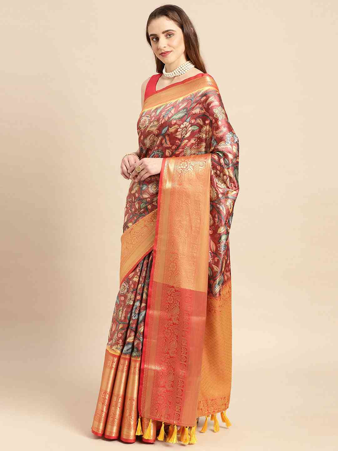 Kalamkari Pattu Banarasi Silk Saree