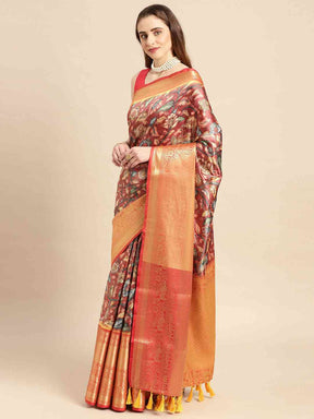 Kalamkari Pattu Banarasi Silk Saree