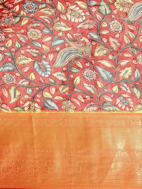Kalamkari Pattu Banarasi Silk Saree