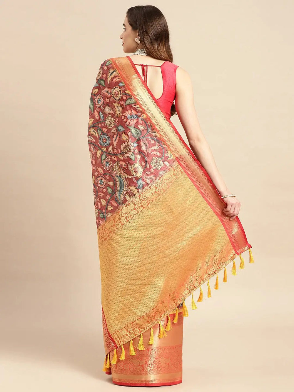Kalamkari Pattu Banarasi Silk Saree