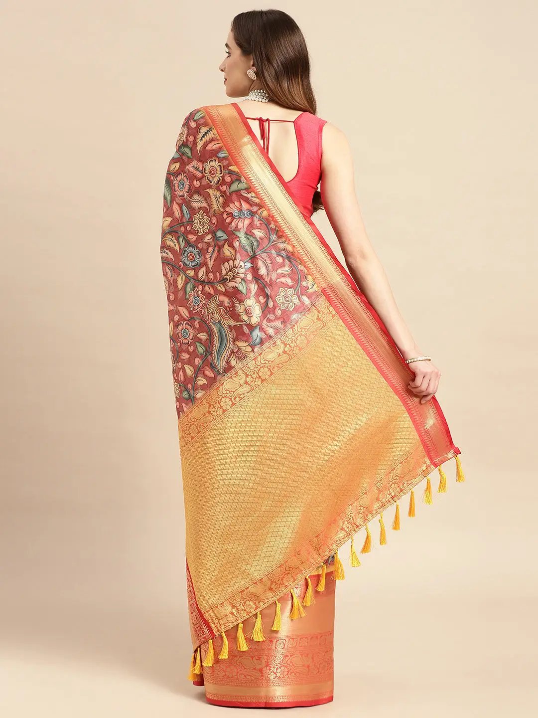 Kalamkari Pattu Banarasi Silk Saree