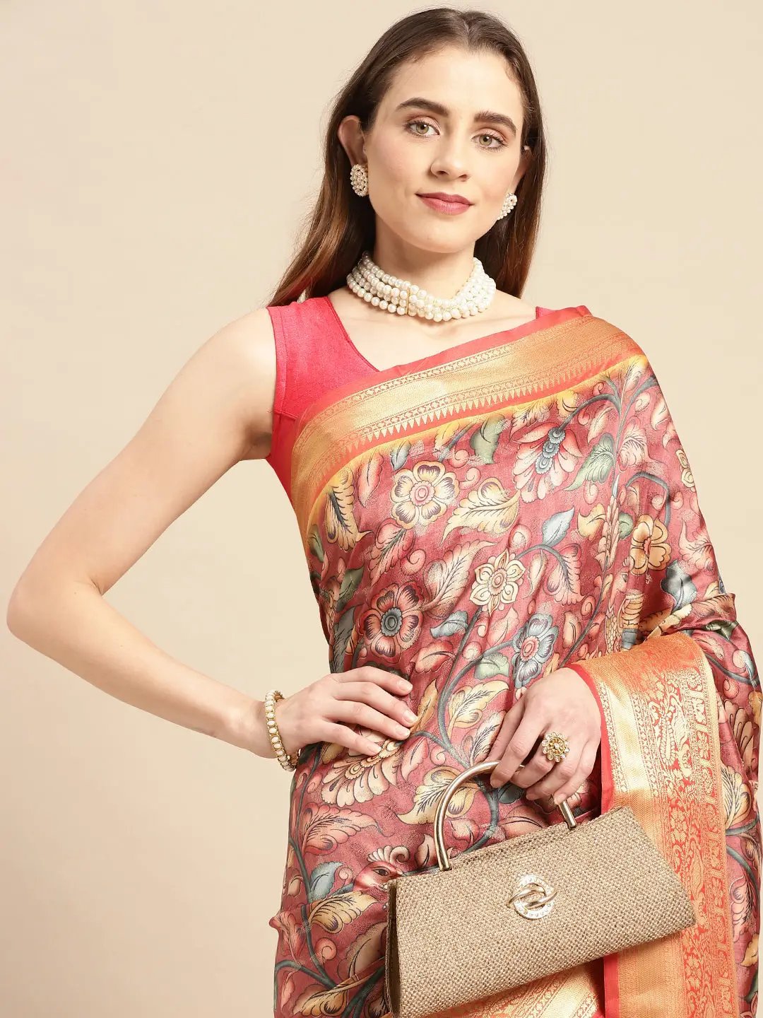 Kalamkari Pattu Banarasi Silk Saree
