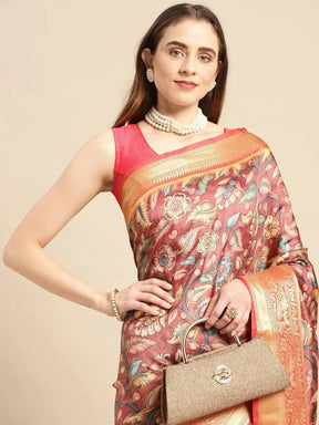 Kalamkari Pattu Banarasi Silk Saree