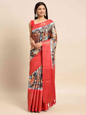 Kalamkari Pattu Banarasi Silk Saree