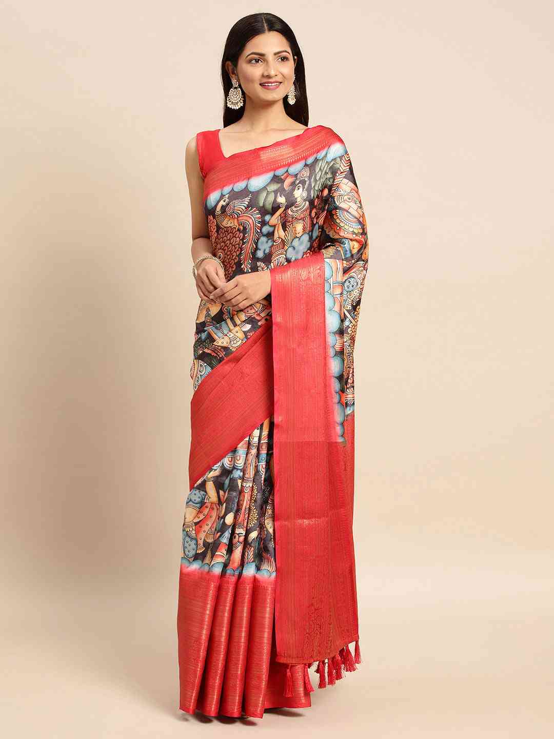 Kalamkari Pattu Banarasi Silk Saree