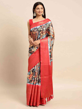 Kalamkari Pattu Banarasi Silk Saree