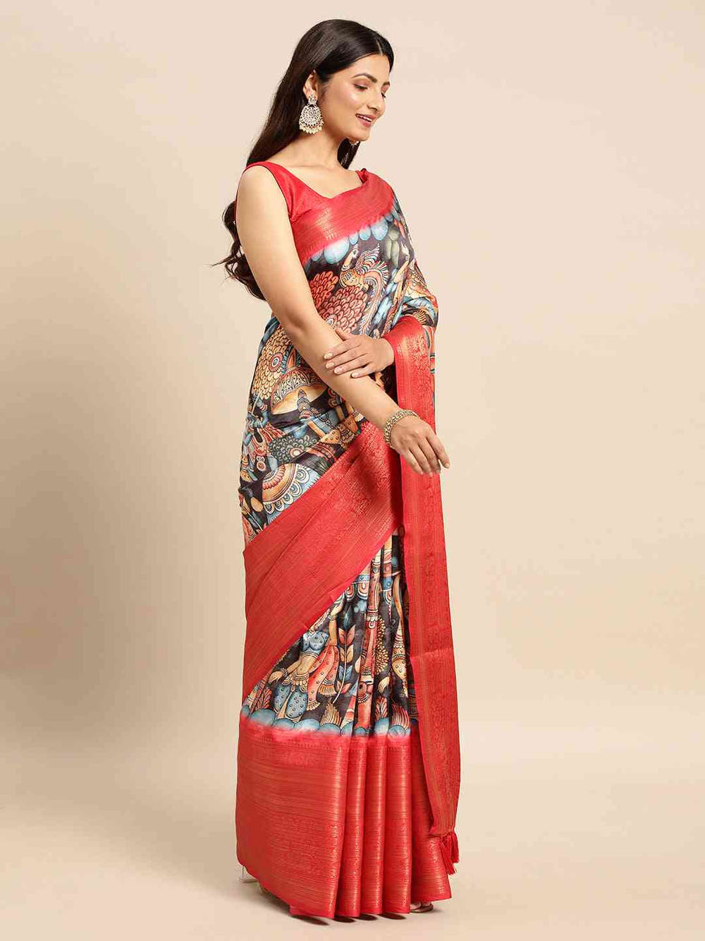 Kalamkari Pattu Banarasi Silk Saree