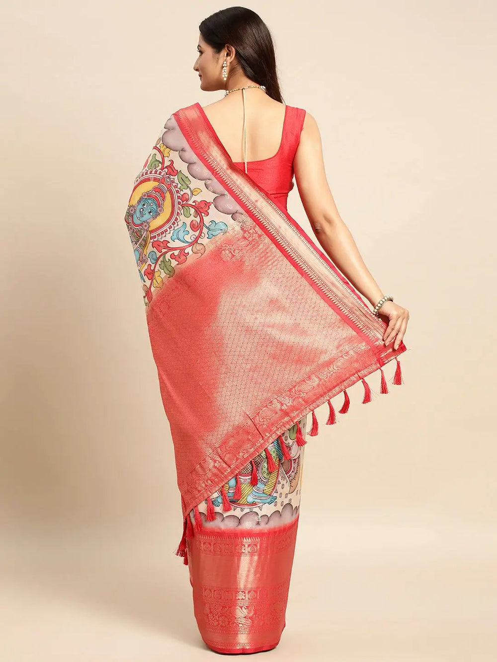 Kalamkari Pattu Banarasi Silk Saree