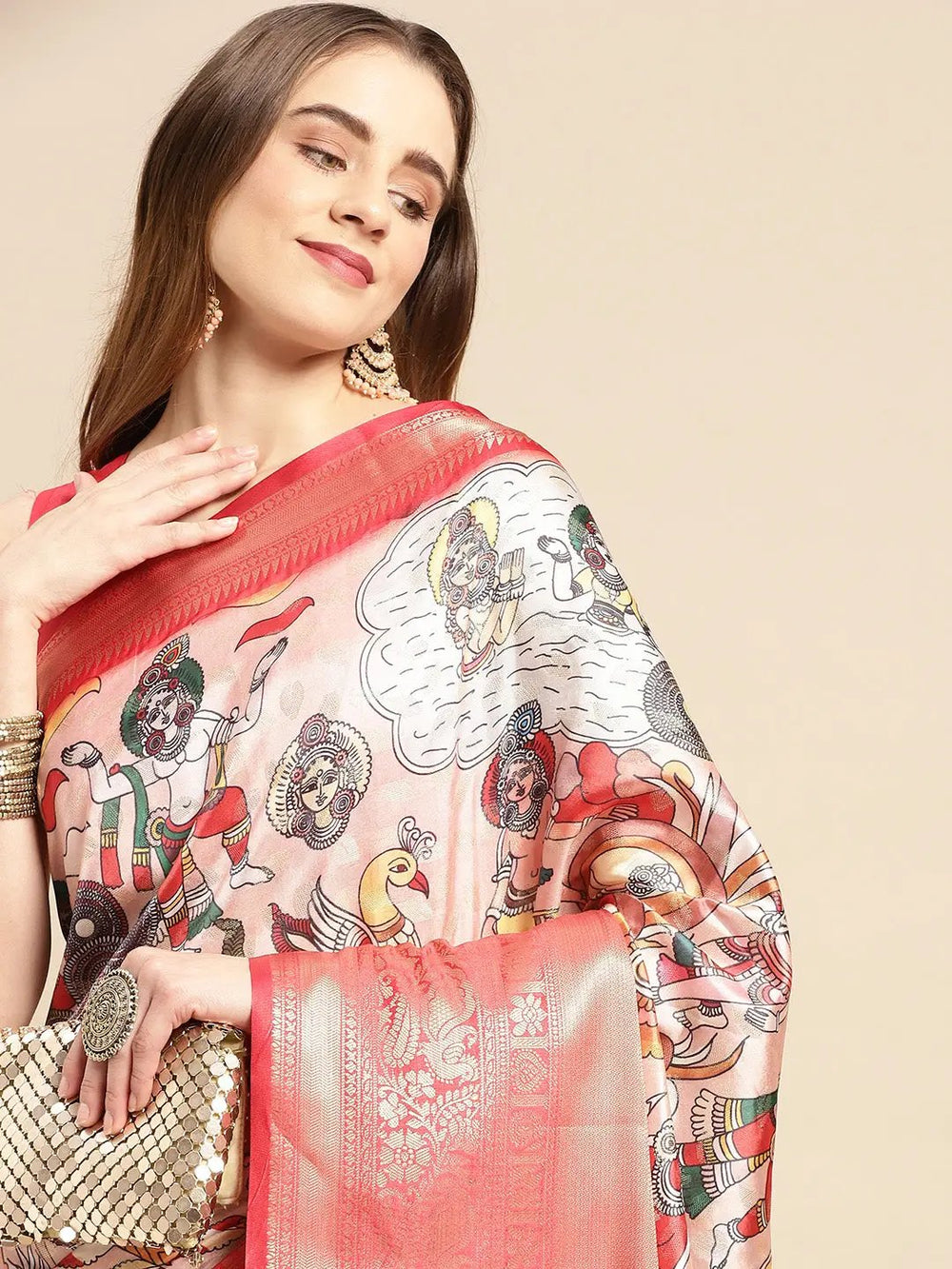 Kalamkari Pattu Banarasi Silk Saree
