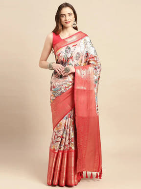 Kalamkari Pattu Banarasi Silk Saree