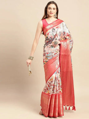 Kalamkari Pattu Banarasi Silk Saree