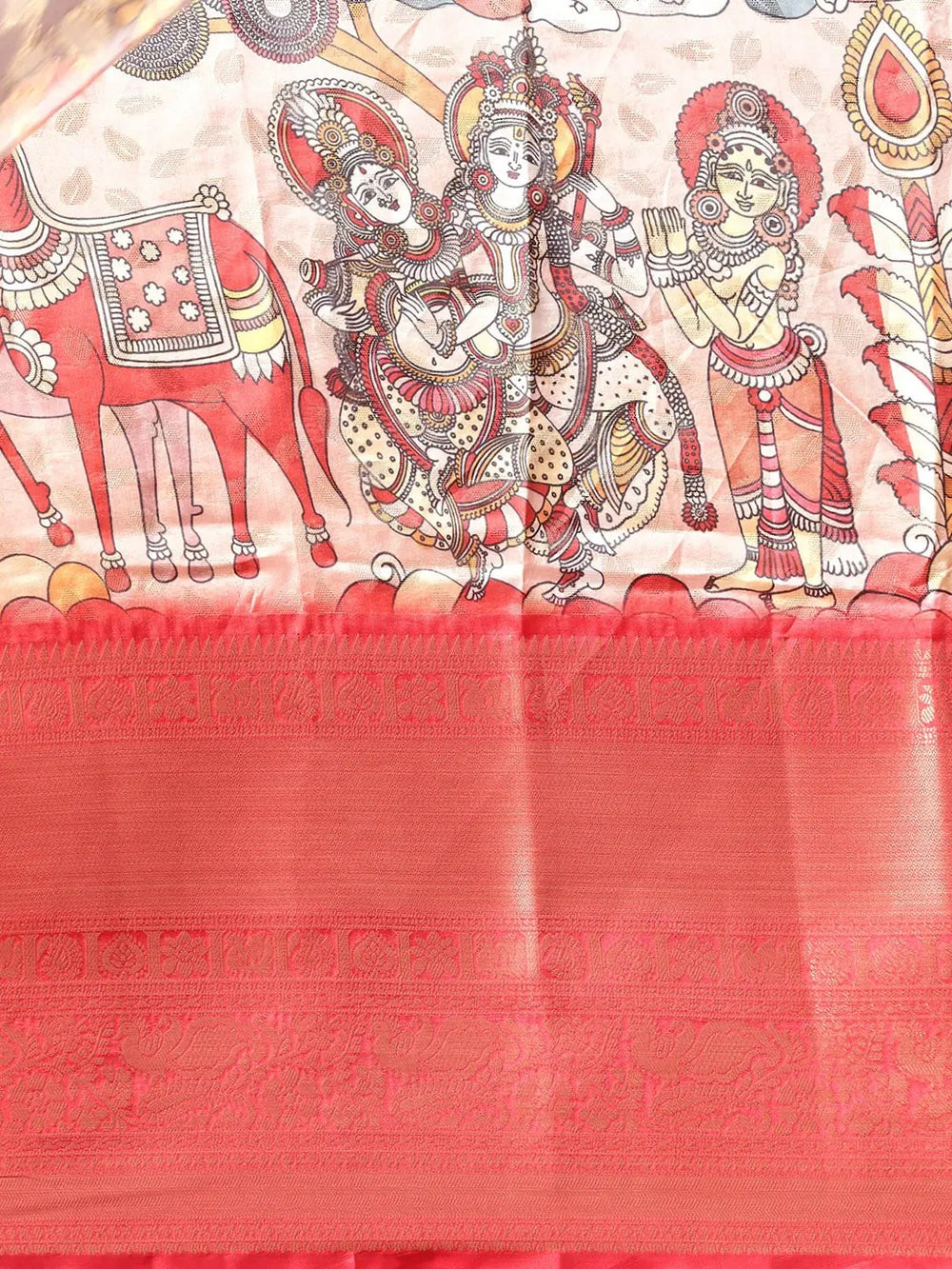 Kalamkari Pattu Banarasi Silk Saree