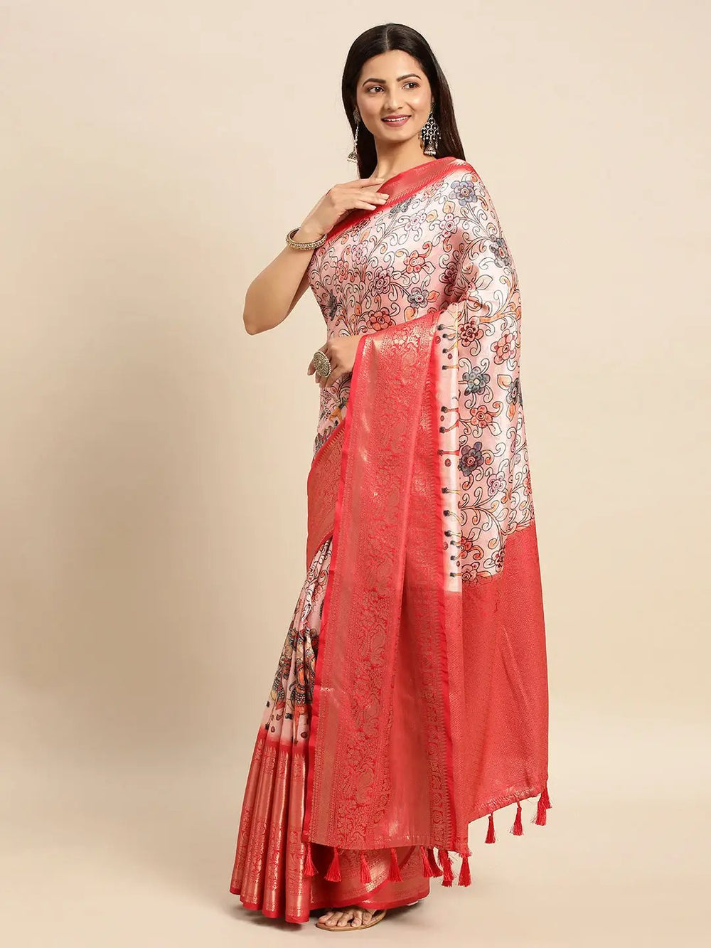 Kalamkari Pattu Banarasi Silk Saree