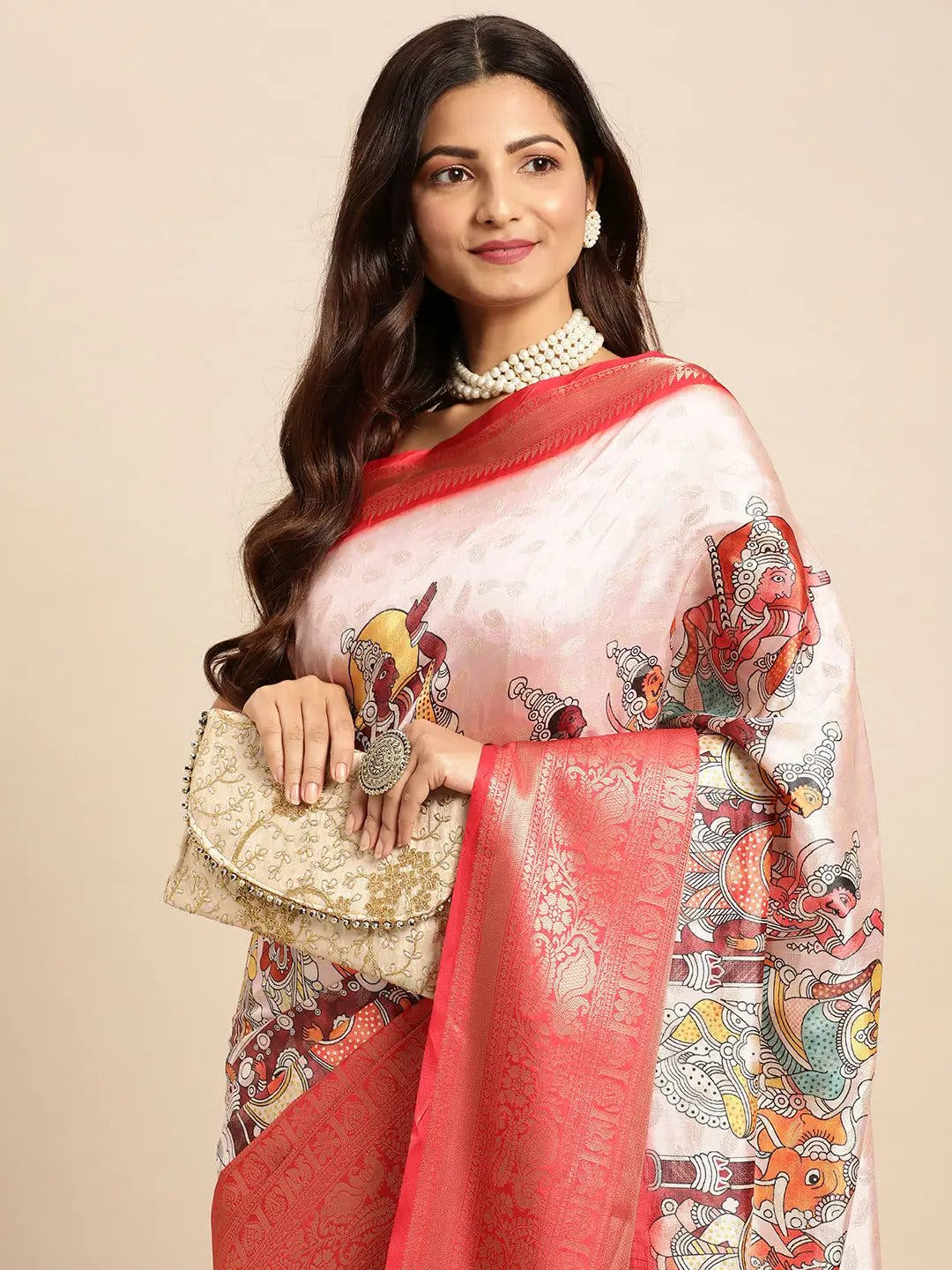 Kalamkari Pattu Banarasi Silk Saree