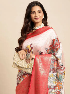 Kalamkari Pattu Banarasi Silk Saree