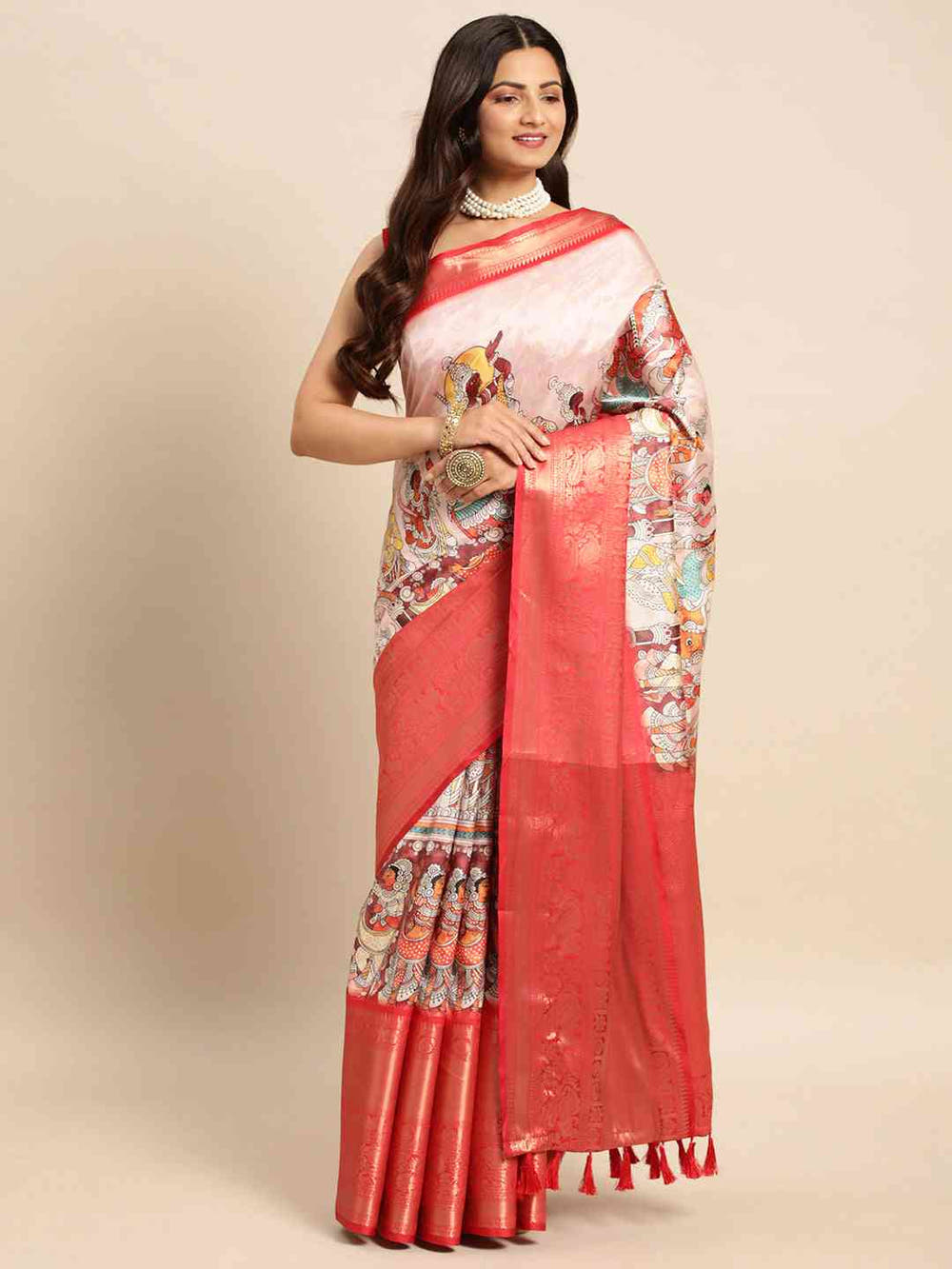 Kalamkari Pattu Banarasi Silk Saree