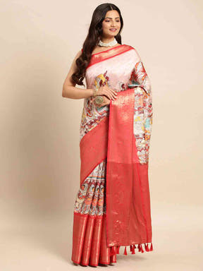 Kalamkari Pattu Banarasi Silk Saree