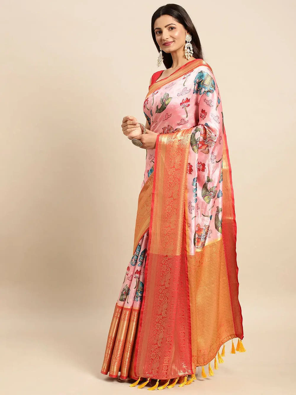 Kalamkari Pattu Banarasi Silk Saree