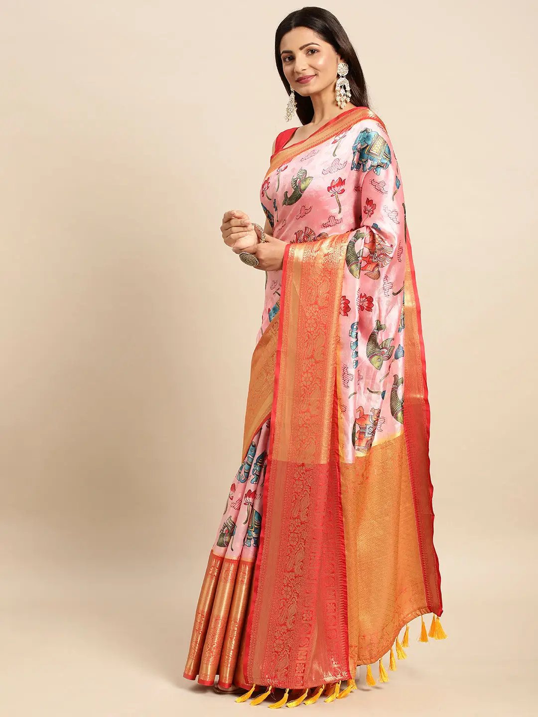 Kalamkari Pattu Banarasi Silk Saree