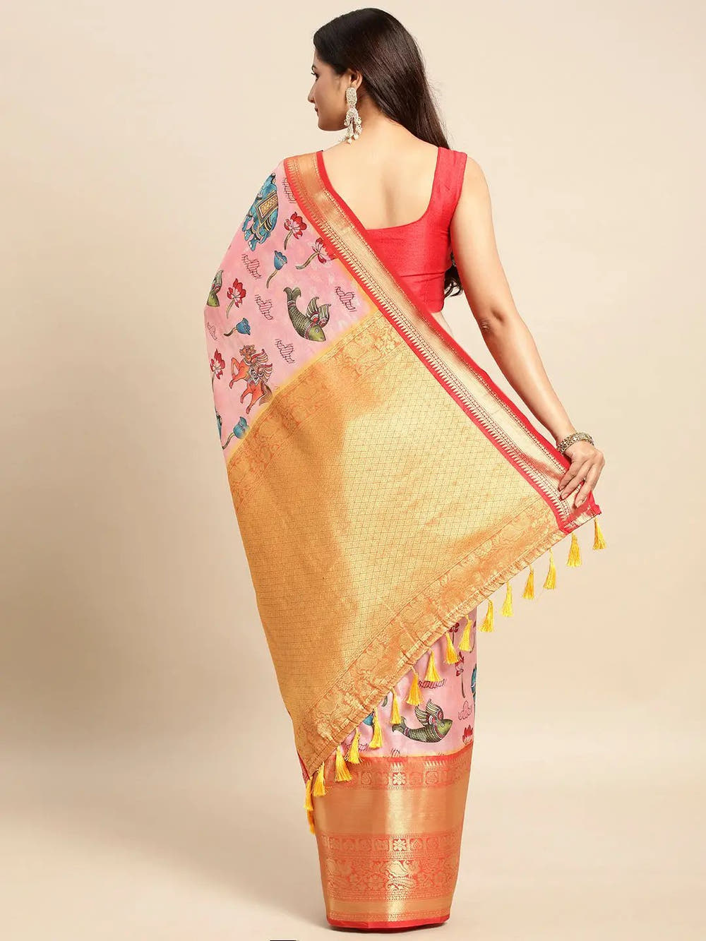 Kalamkari Pattu Banarasi Silk Saree