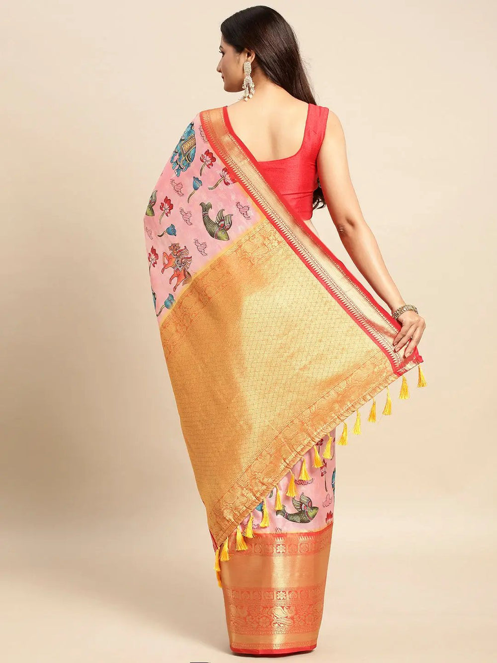 Kalamkari Pattu Banarasi Silk Saree