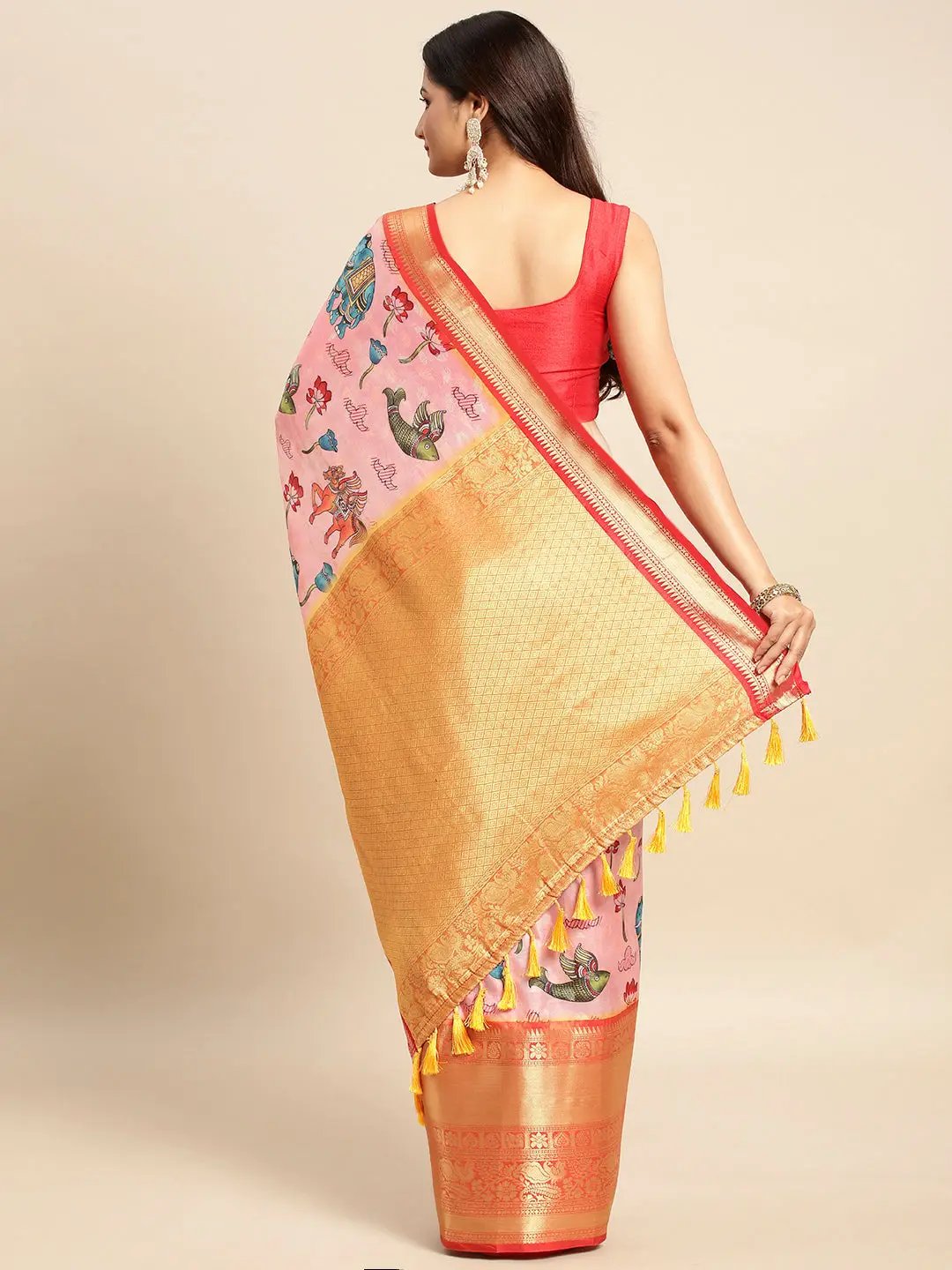 Kalamkari Pattu Banarasi Silk Saree