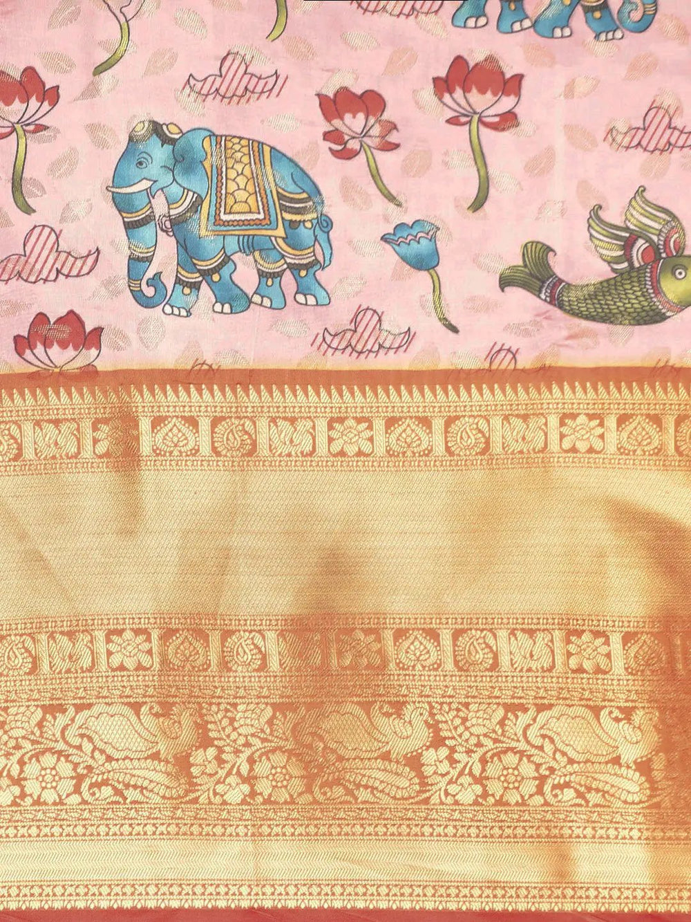 Kalamkari Pattu Banarasi Silk Saree