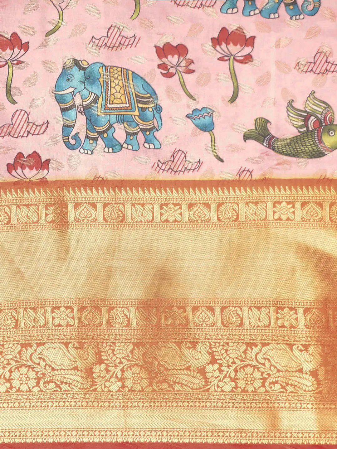 Kalamkari Pattu Banarasi Silk Saree