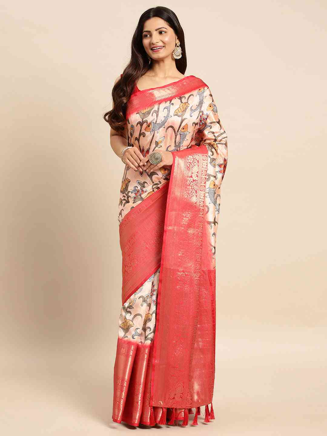 Kalamkari Pattu Banarasi Silk Saree