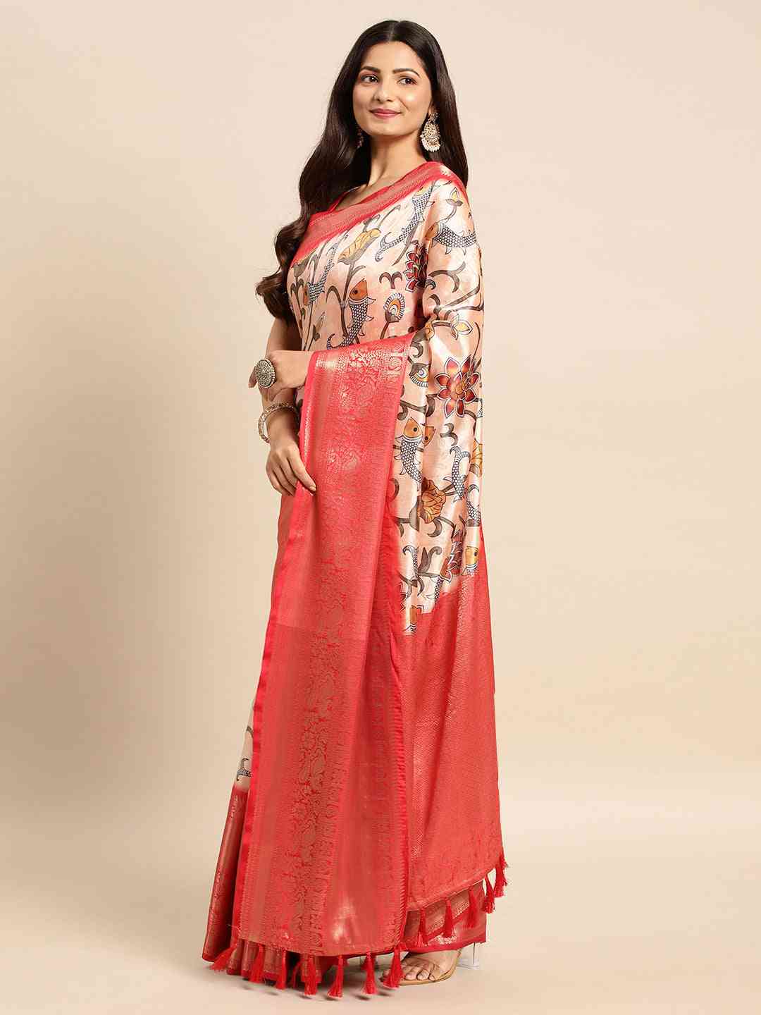 Kalamkari Pattu Banarasi Silk Saree