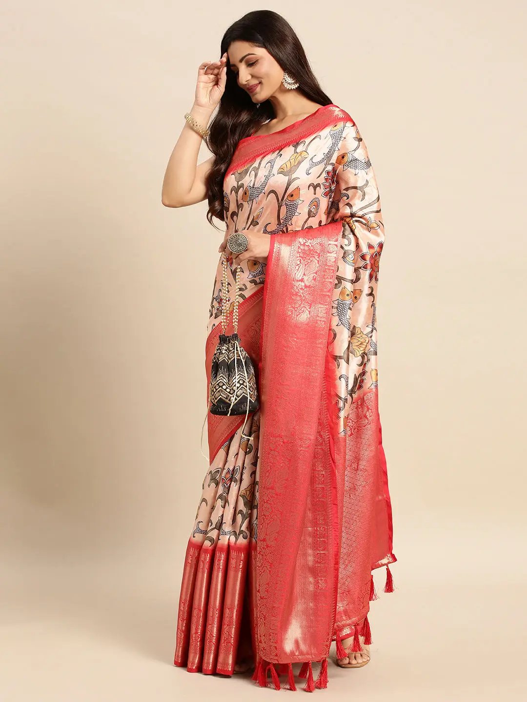 Kalamkari Pattu Banarasi Silk Saree