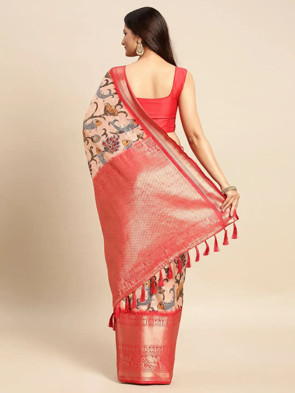 Kalamkari Pattu Banarasi Silk Saree