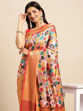 Kalamkari Pattu Banarasi Silk Saree