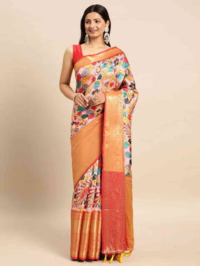 Kalamkari Pattu Banarasi Silk Saree
