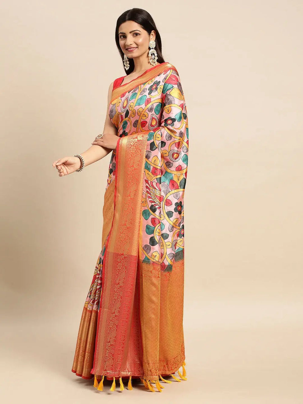 Kalamkari Pattu Banarasi Silk Saree