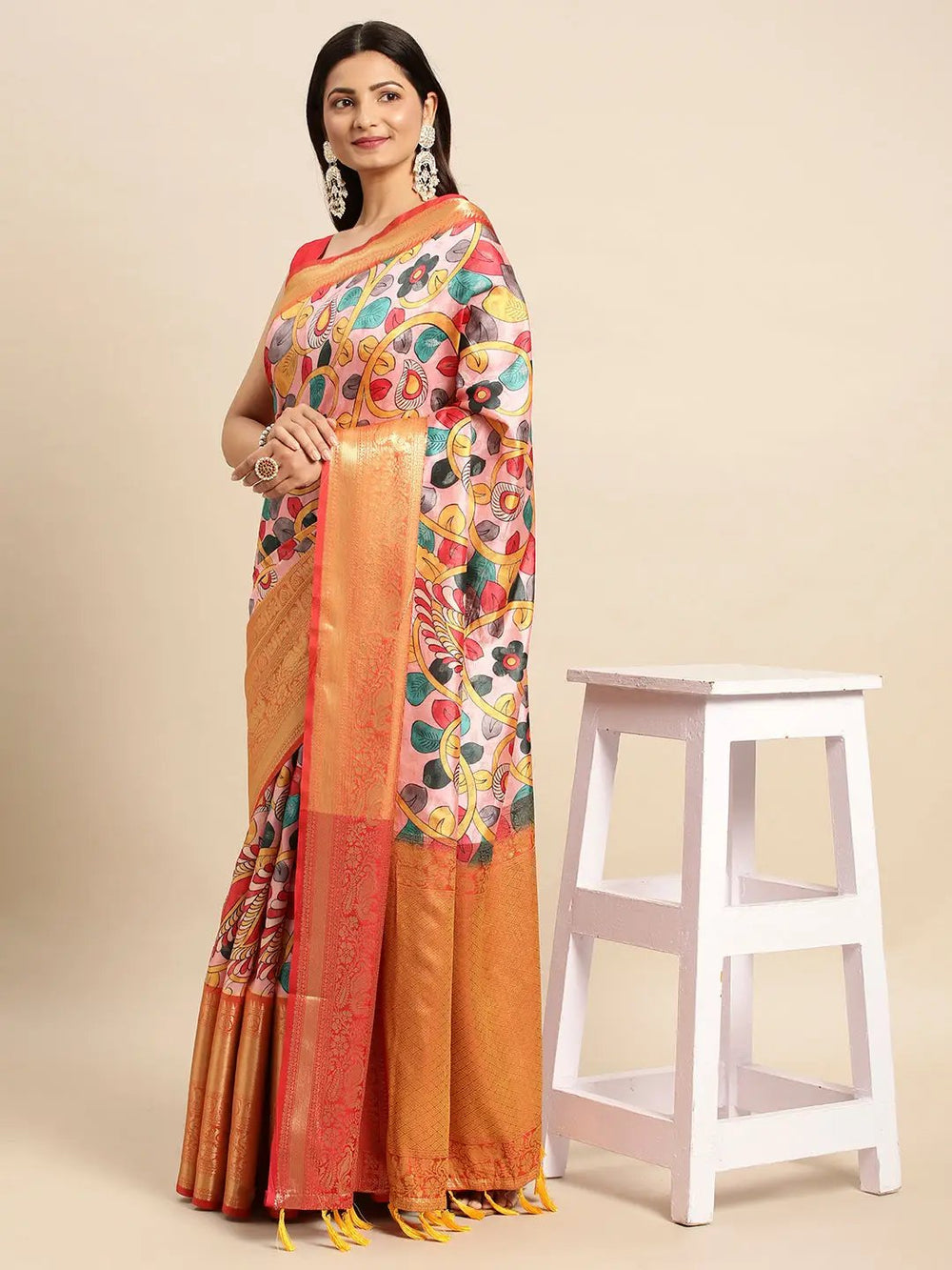Kalamkari Pattu Banarasi Silk Saree