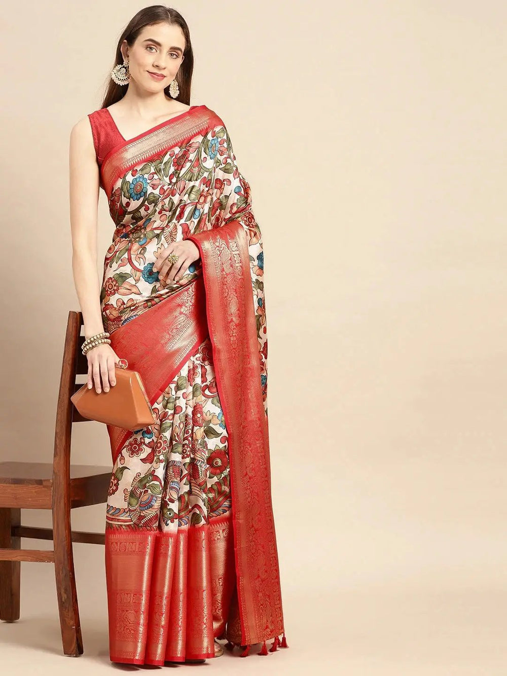 Kalamkari Pattu Banarasi Silk Saree