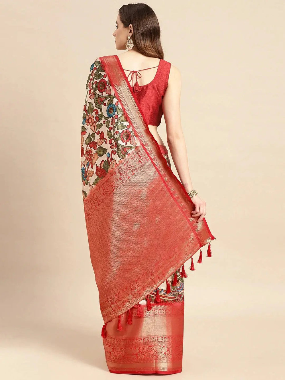 Kalamkari Pattu Banarasi Silk Saree
