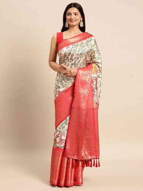 Kalamkari Pattu Banarasi Silk Saree