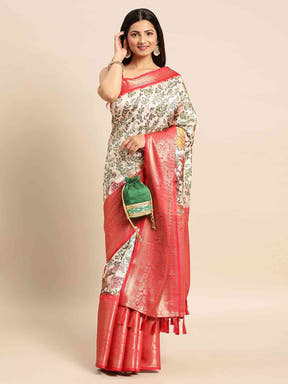 Kalamkari Pattu Banarasi Silk Saree