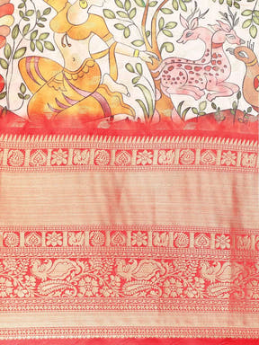Kalamkari Pattu Banarasi Silk Saree