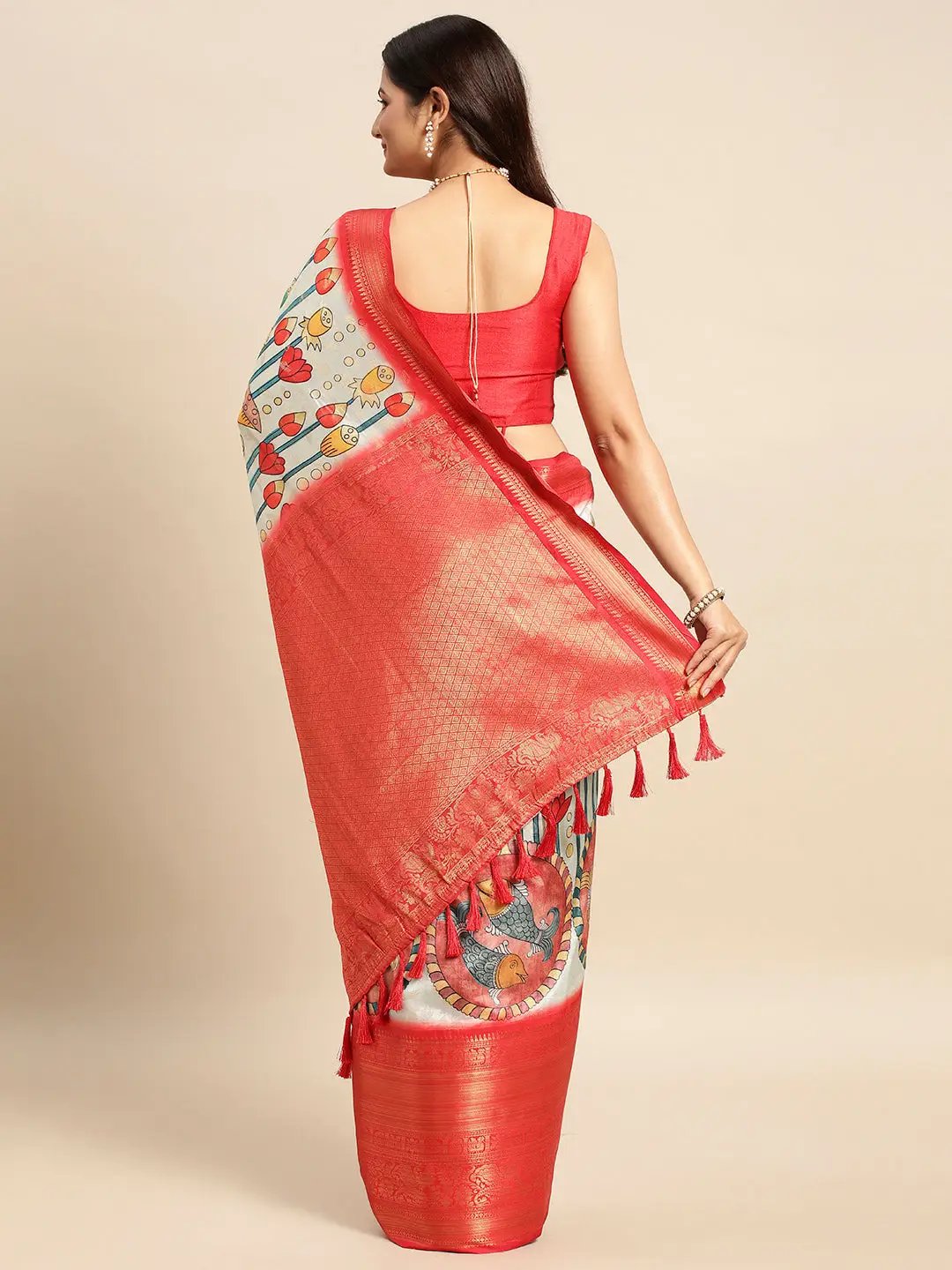 Kalamkari Pattu Banarasi Silk Saree