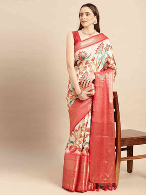 Kalamkari Pattu Banarasi Silk Saree